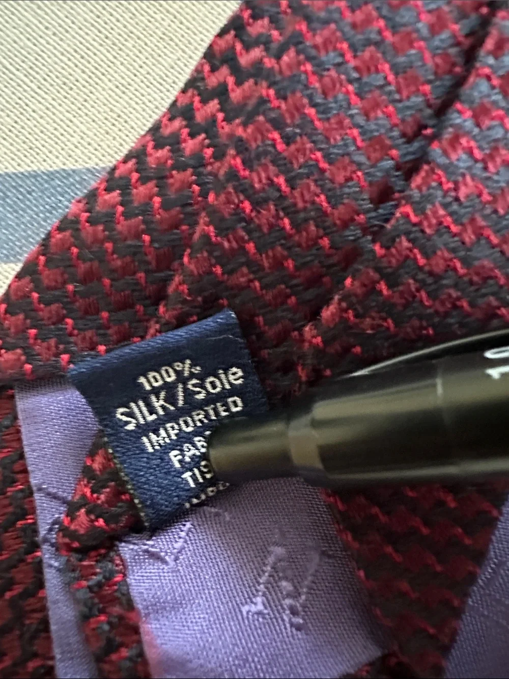 Men's Vintage Nautica Burgundy Tie - 100% Silk